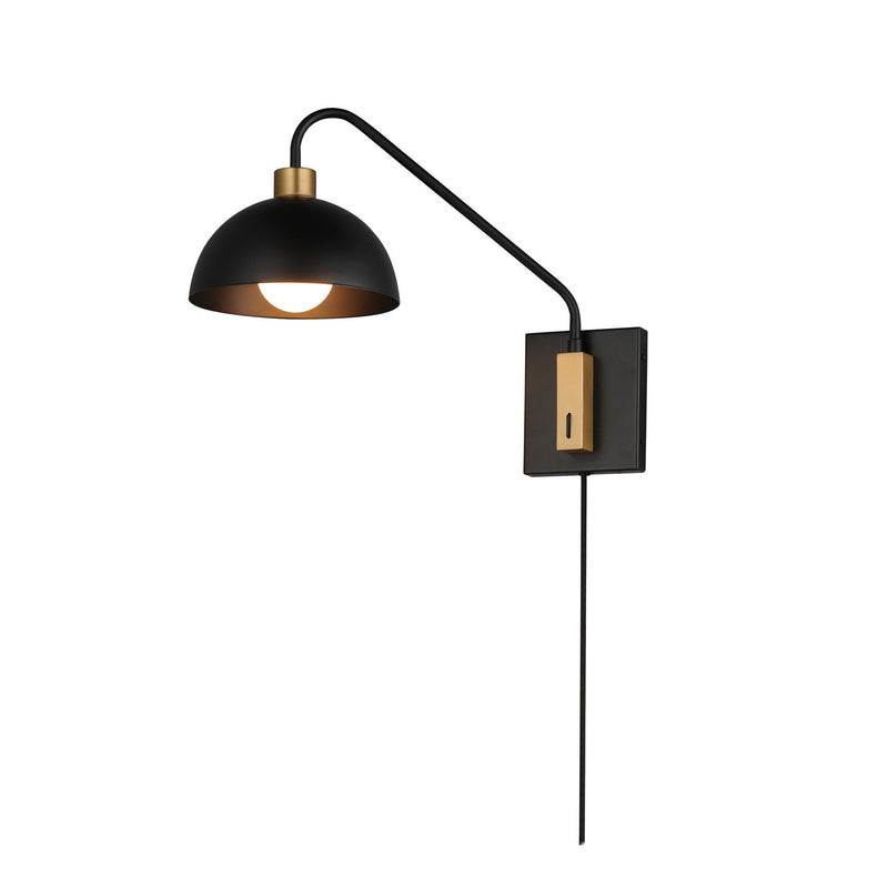 Thelonious One Light Wall Sconce in Black / Natural Aged Brass