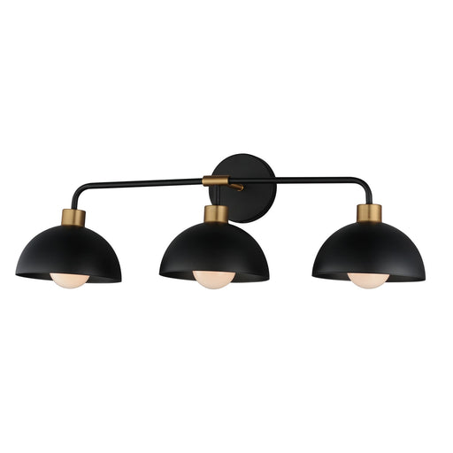Thelonious Three Light Bath Vanity in Black / Natural Aged Brass