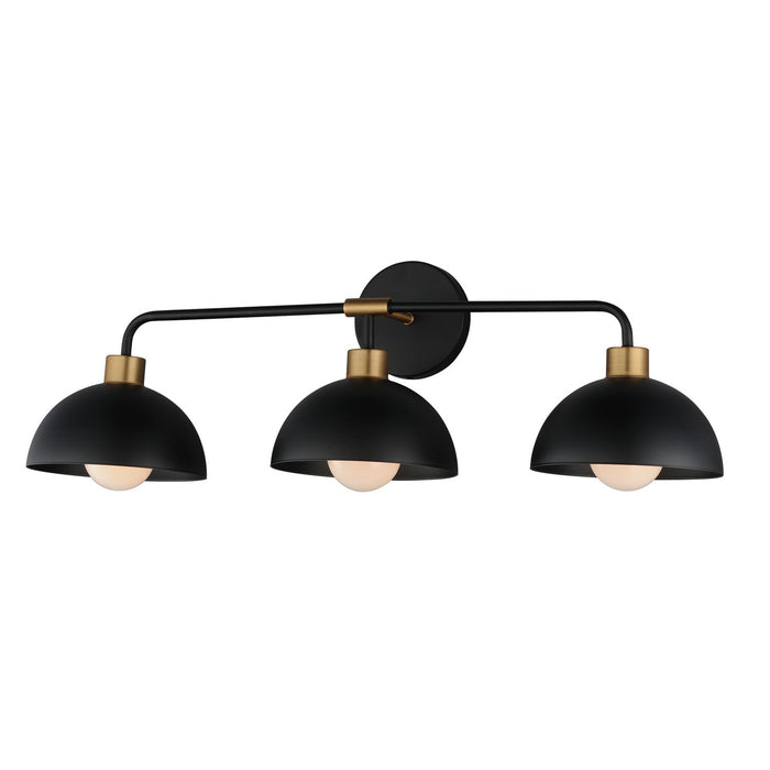 Thelonious Three Light Bath Vanity in Black / Natural Aged Brass