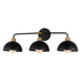 Thelonious Three Light Bath Vanity in Black / Natural Aged Brass