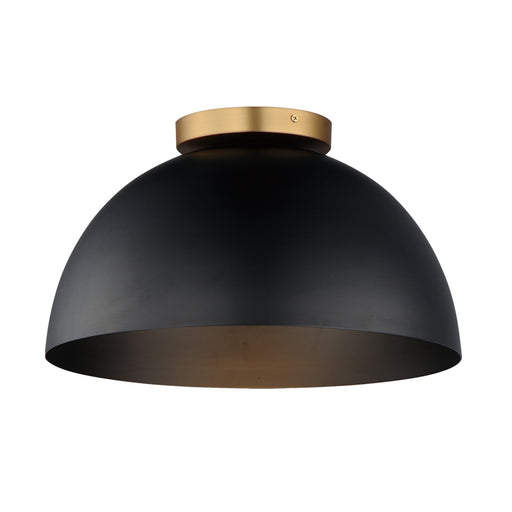 Thelonious One Light Flush Mount in Black / Natural Aged Brass
