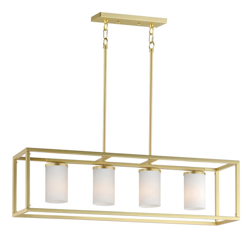 Lateral Four Light Linear Pendant in Satin Brass