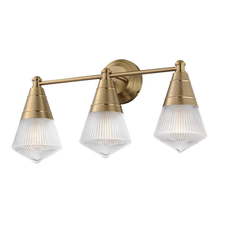 Hargreaves Three Light Bath Vanity in Natural Aged Brass