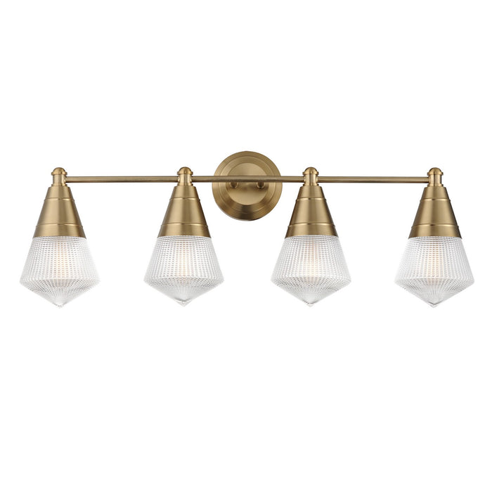 Hargreaves Four Light Bath Vanity in Natural Aged Brass