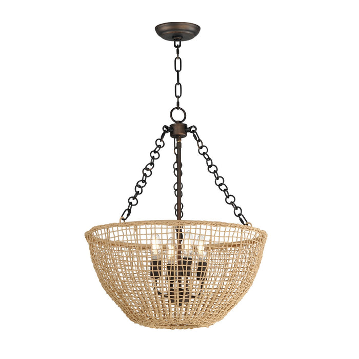 Cestino Four Light Pendant in Antique Bronze