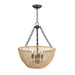 Cestino Four Light Pendant in Antique Bronze