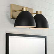 Ross 2-Light Bath Vanity Light in Aged Brass and Black
