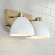 Ross 2-Light Bath Vanity Light in Aged Brass and White