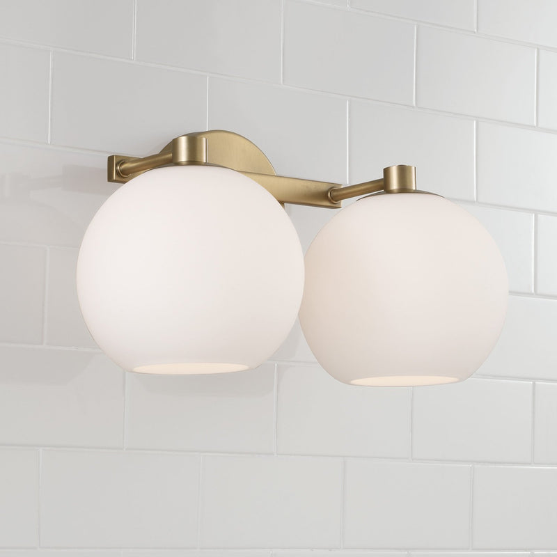 Ansley 2-Light Bath Vanity Light in Aged Brass