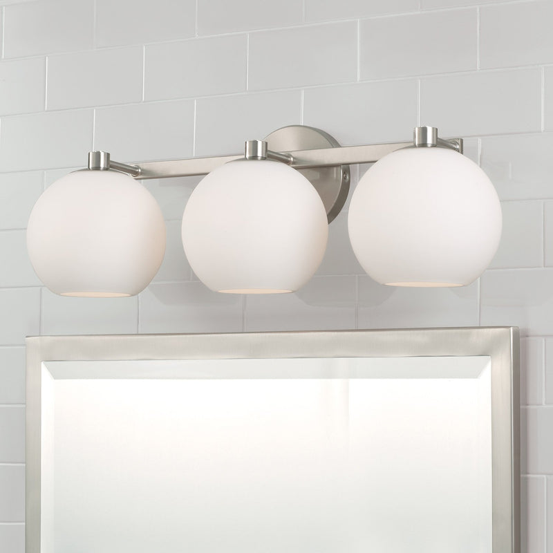 Ansley 3-Light Bath Vanity Light in Brushed Nickel
