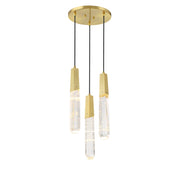 Drifting Droplets 3-Light LED Pendant in Brushed Brass