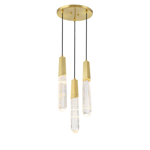 Drifting Droplets 3-Light LED Pendant in Brushed Brass