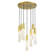 Drifting Droplets 7-Light LED Pendant in Brushed Brass