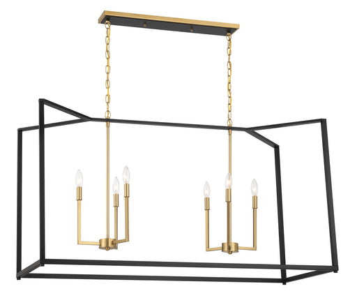 Colwick Six Light Island Chandelier in Coal Black & Signature Brass