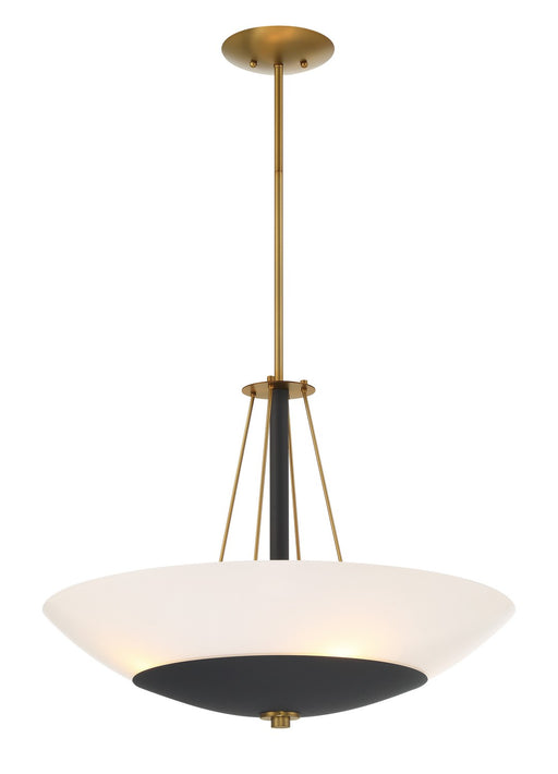 Bax Four Light Pendant in Sand Coal & Soft Brass