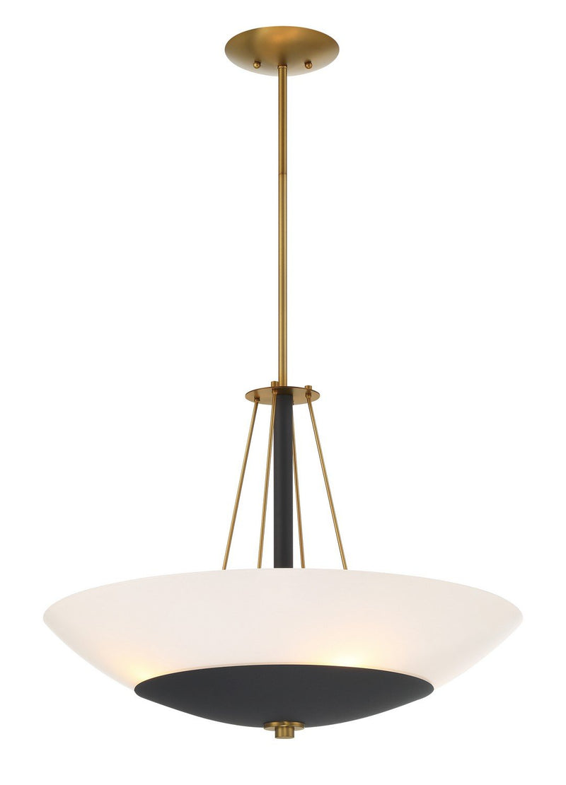 Bax 4-Light Pendant in Sand Coal and Soft Brass