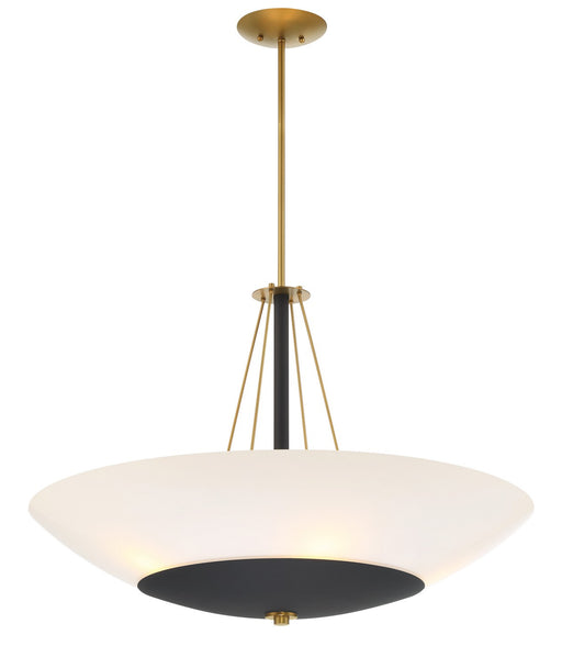 Bax Five Light Pendant in Sand Coal & Soft Brass