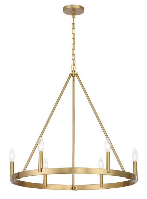 Dutton Six Light Chandelier in Signature Brass