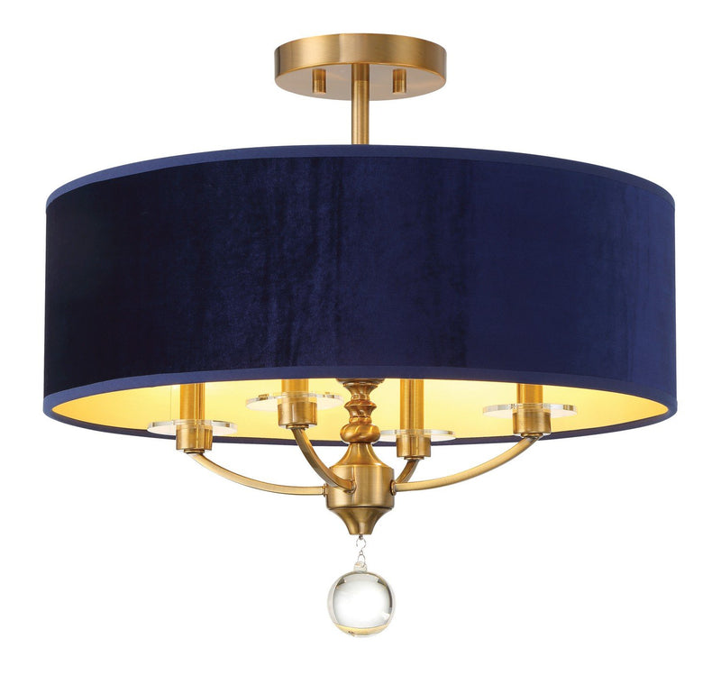 Van Noord 4-Light Semi-Flush Mount in Oxidized Aged Brass
