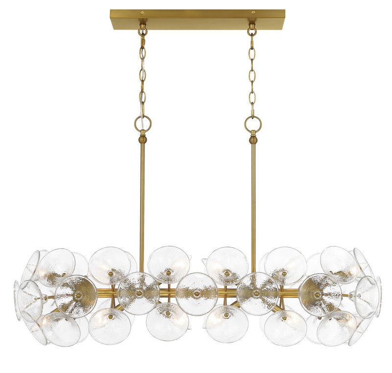 Winter 12-Light Linear Chandelier in Soft Brass