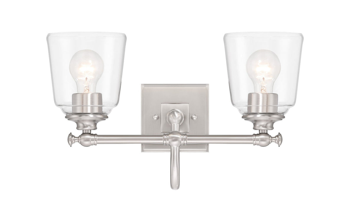 Antonia Two Light Bath Vanity in Brushed Nickel
