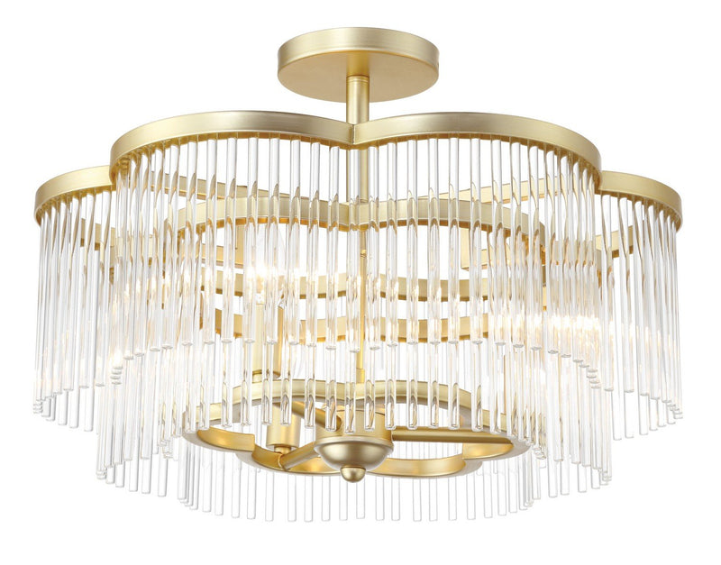 Azura 3-Light Semi-Flush Mount in Heirloom Brass