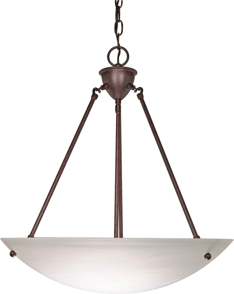 20.5" 3-Light Alabaster Bowl Pendant in Old Bronze