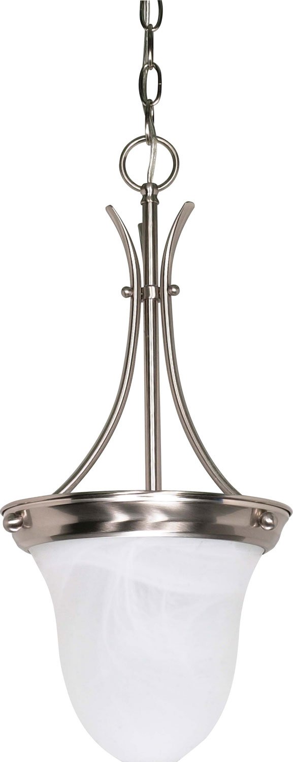 Alabaster Glass Bell Pendant in Brushed Nickel
