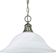 Alabaster Glass Hanging Dome Pendant in Brushed Nickel