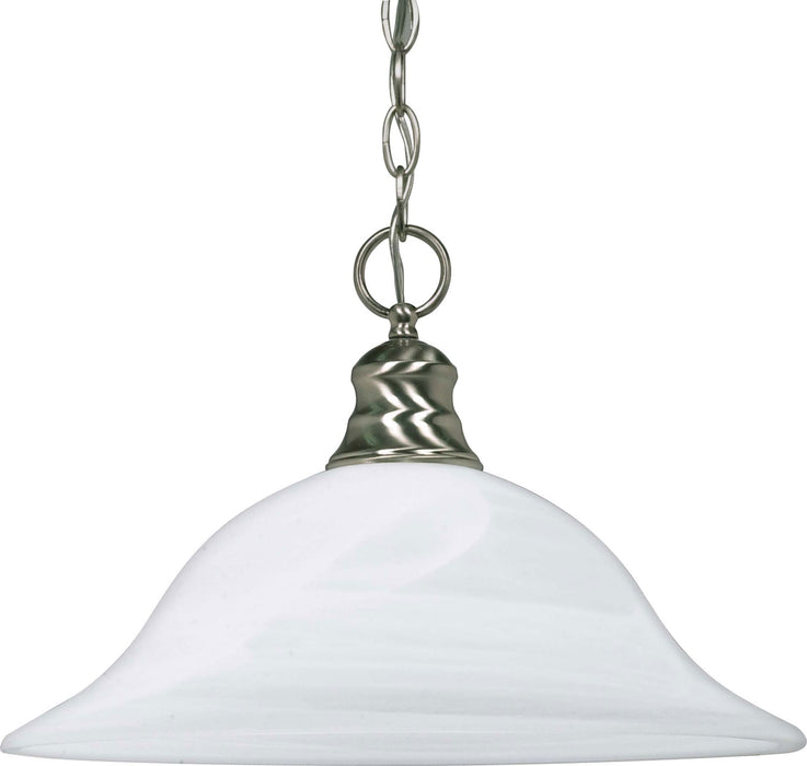 1-Light Hanging Dome Pendant in Brushed Nickel