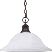 Alabaster Glass Hanging Dome Pendant in Old Bronze