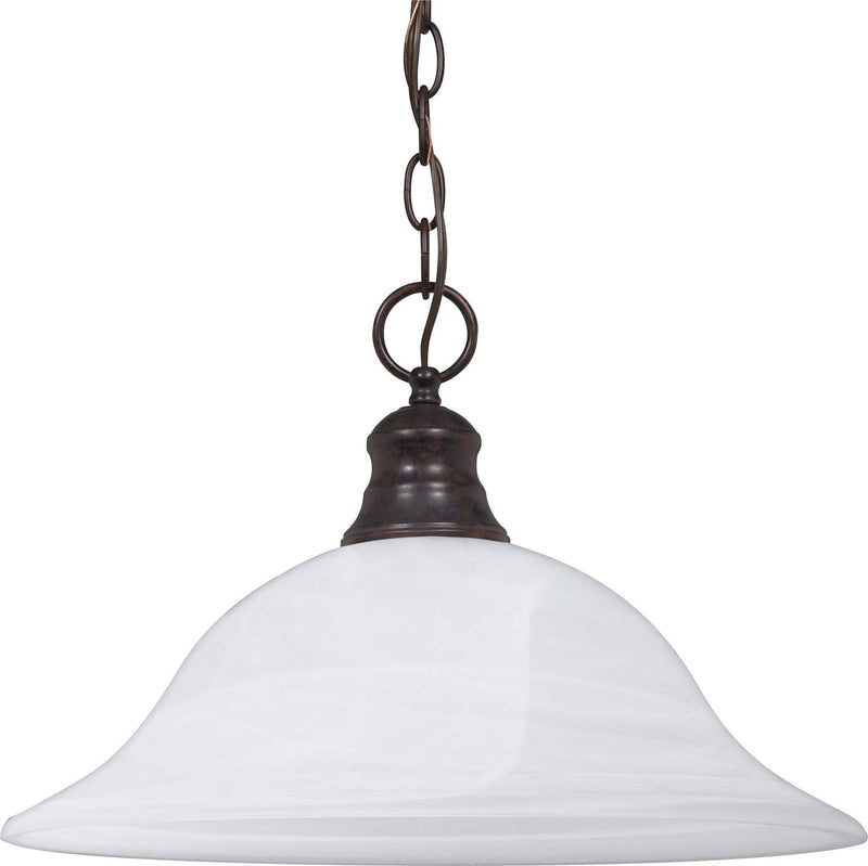 Alabaster Glass Hanging Dome Pendant in Old Bronze