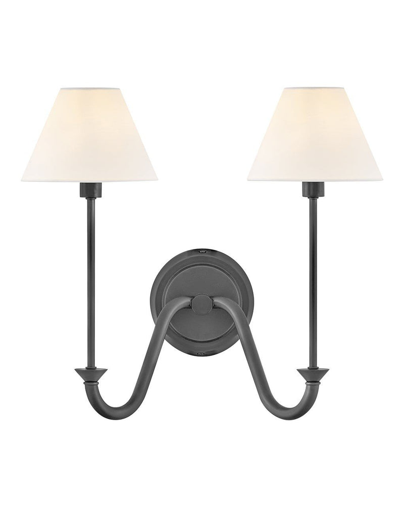 Greta 2-Light Wall Sconce in Blackened Brass