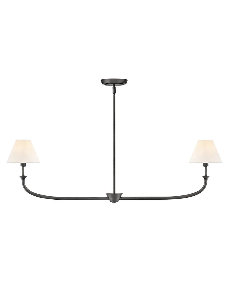 Greta 2-Light Linear Chandelier in Blackened Brass