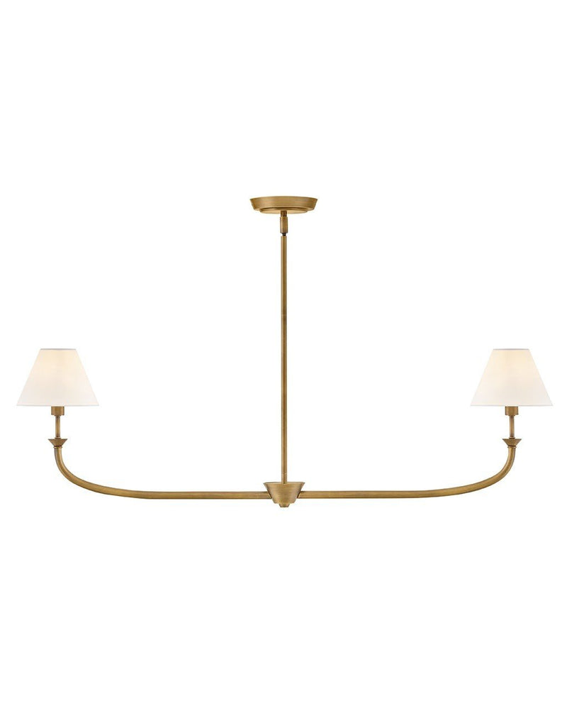 Greta 2-Light Linear Chandelier in Heritage Brass