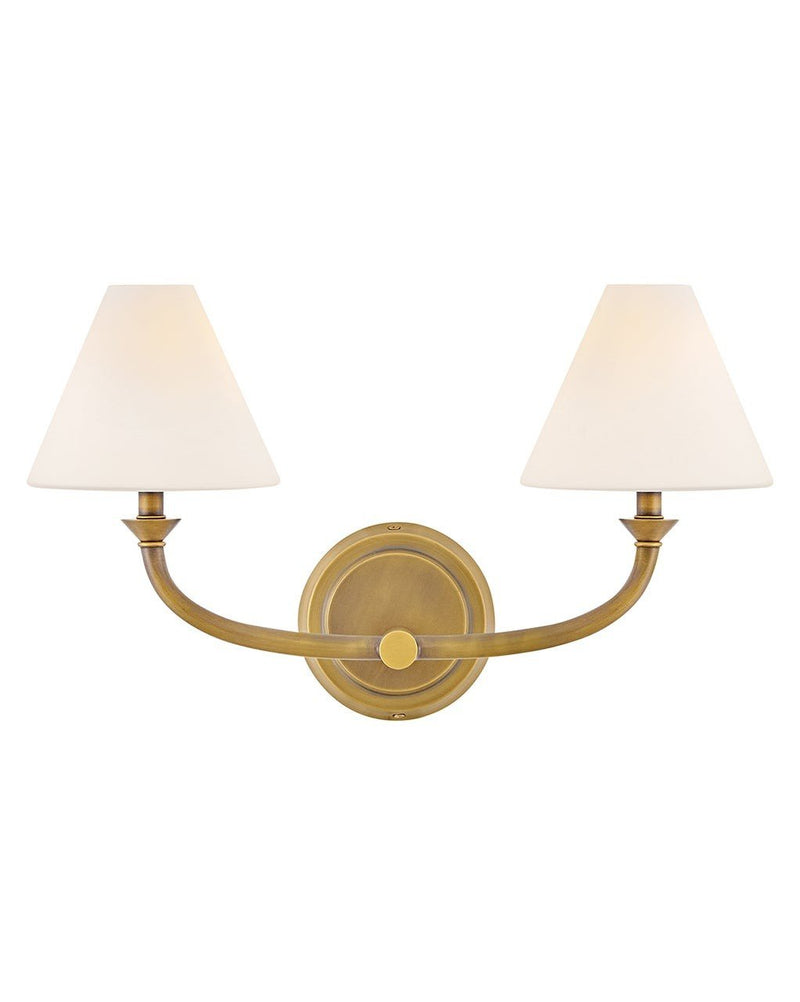 Greta 2-Light Bath Vanity Light in Heritage Brass