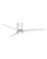 Facet 52" Outdoor Smart Ceiling Fan with Light in Matte White / Clear Acrylic