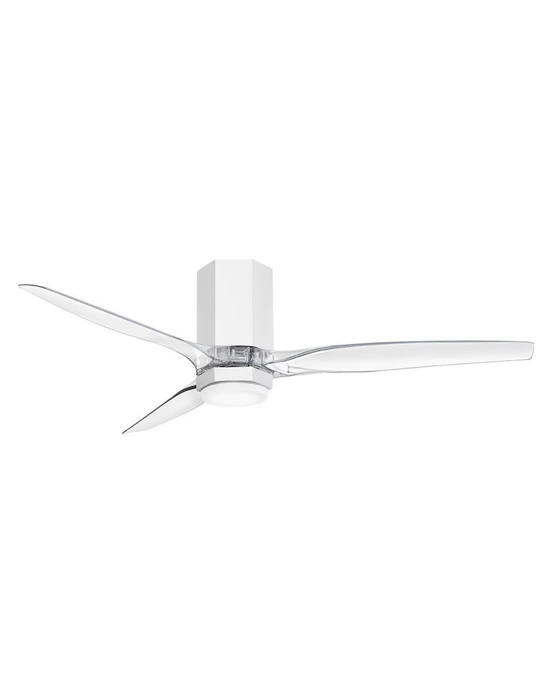 Facet 52" Outdoor Smart Ceiling Fan with Light in Matte White / Clear Acrylic