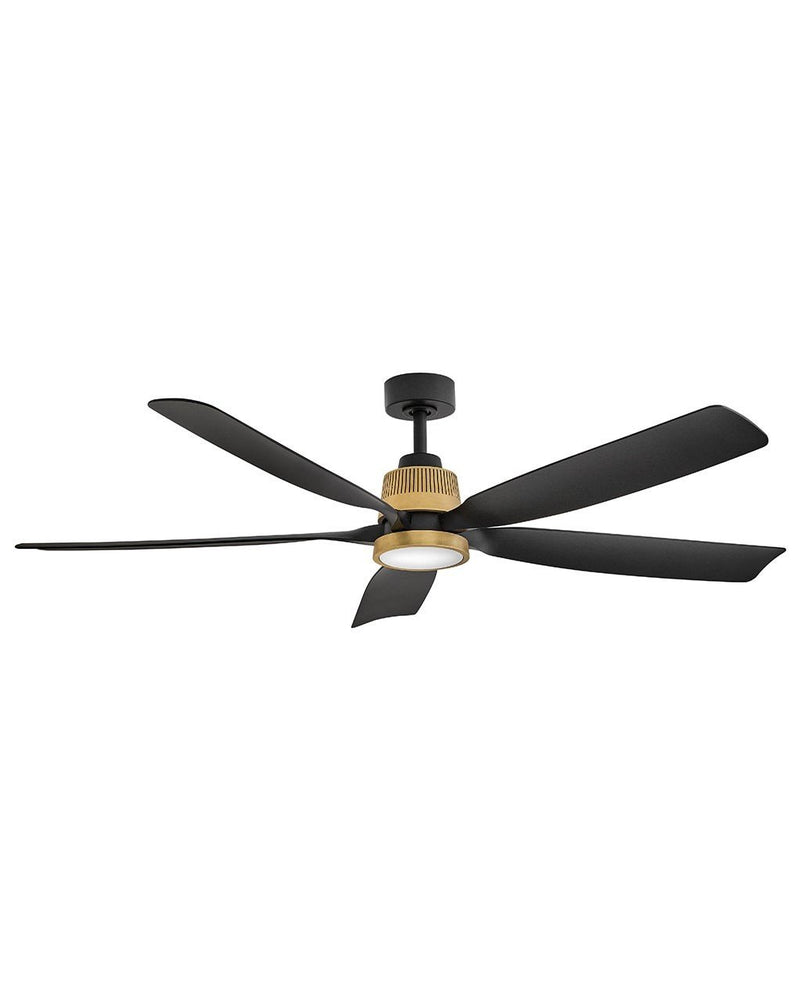 Bodin 64" Smart Outdoor Ceiling Fan with Light in Heritage Brass / Matte Black