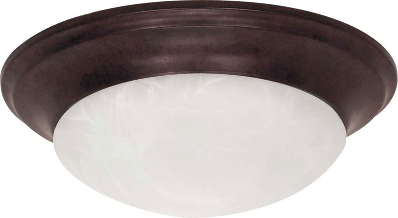 Twist and Lock 11.5" Alabaster Flush Mount in Old Bronze
