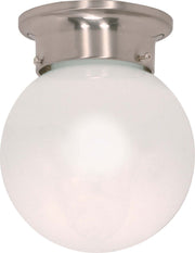 6" White Ball Flush Mount in Brushed Nickel