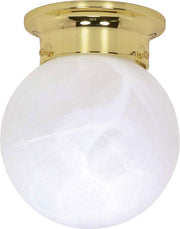 6" Alabaster Ball Flush Mount in Polished Brass