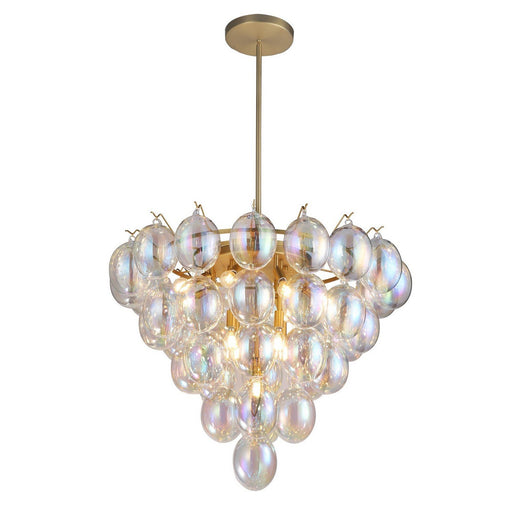 Globo 13-Light Chandelier in Brushed Brass and Iridescent