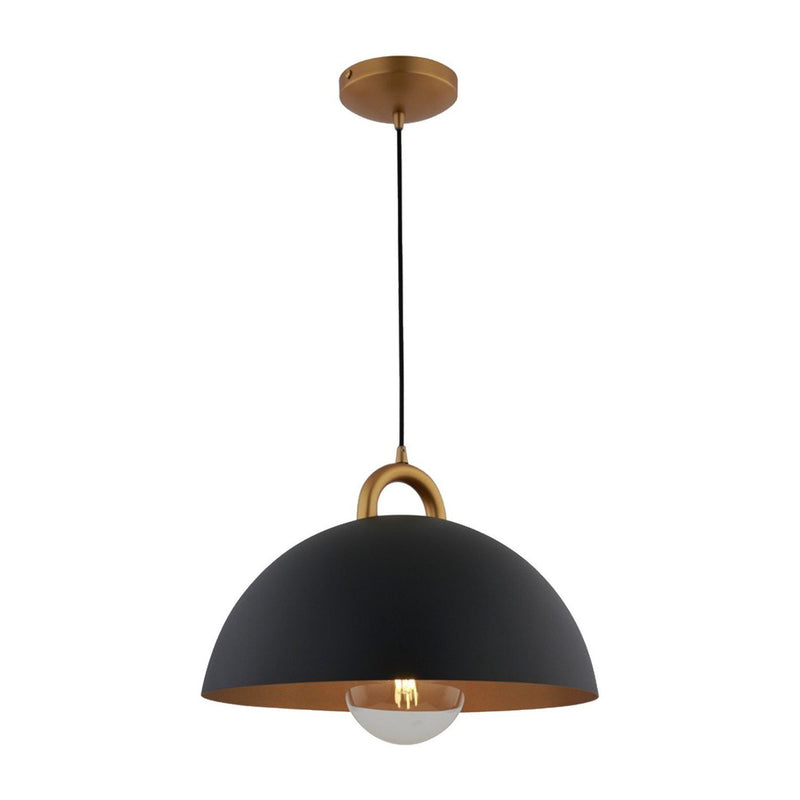 Pantheon 16" Dome Pendant in Black and Rust Brass