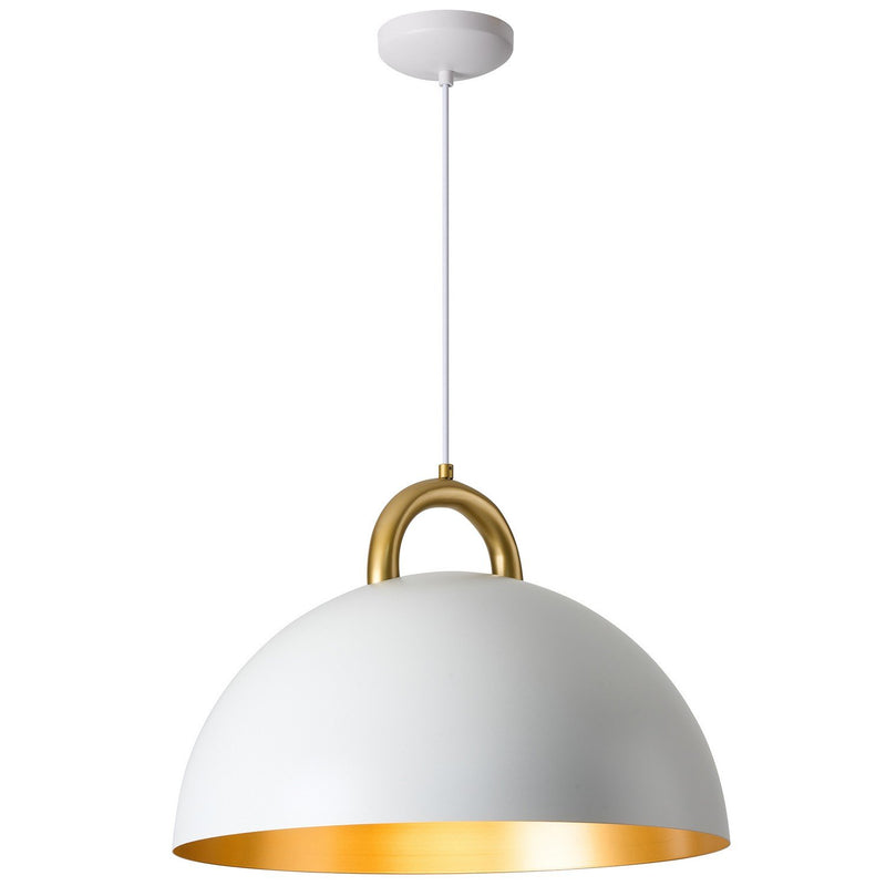 Pantheon 19.5" Dome Pendant in Gold and White