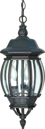 Central Park 3-Light Outdoor Lantern Pendant in Textured Black