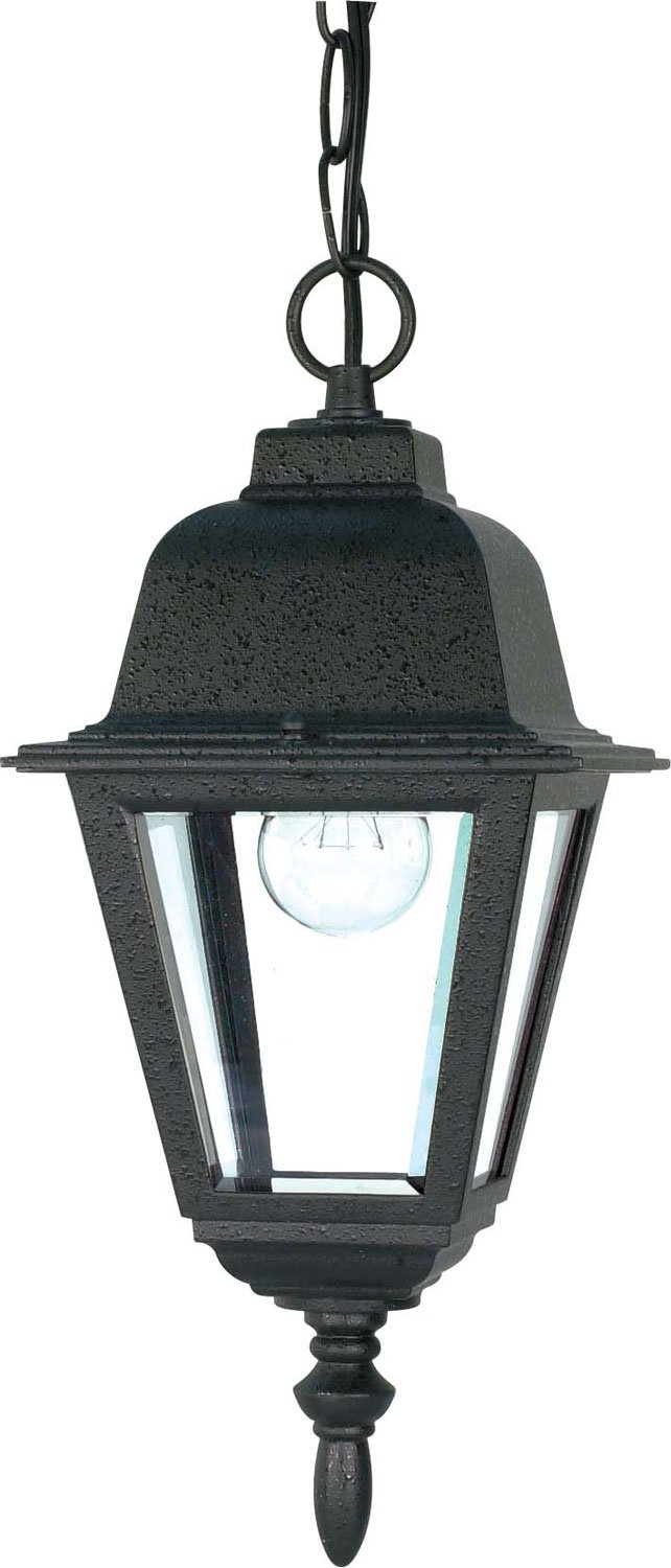 Briton Outdoor Lantern Pendant in Textured Black