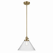 Avery 14" Cone Pendant in Natural Brass