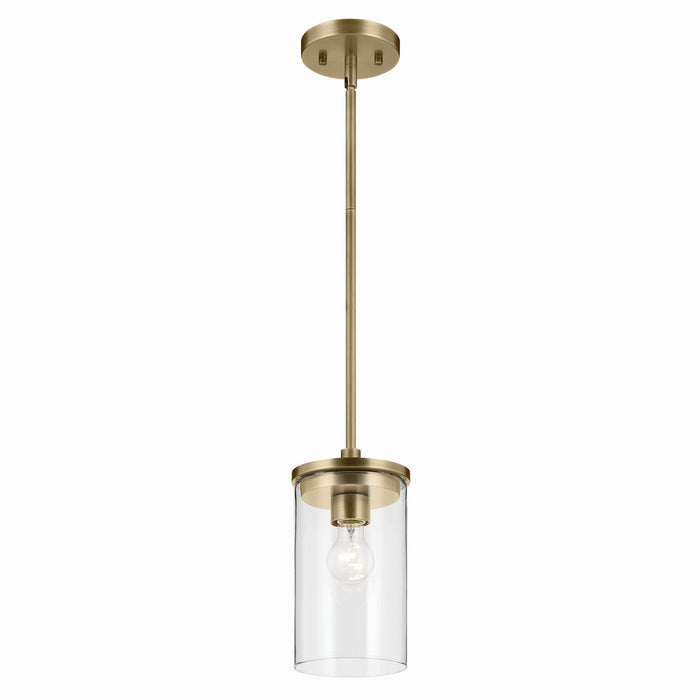 Crosby One Light Mini Pendant in Natural Brass