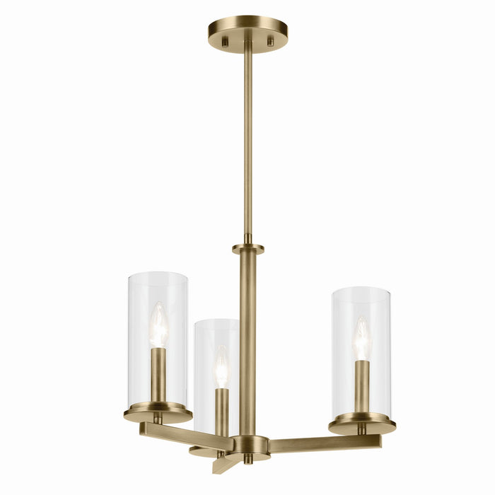 Crosby Three Light Convertible Semi Flush in Natural Brass